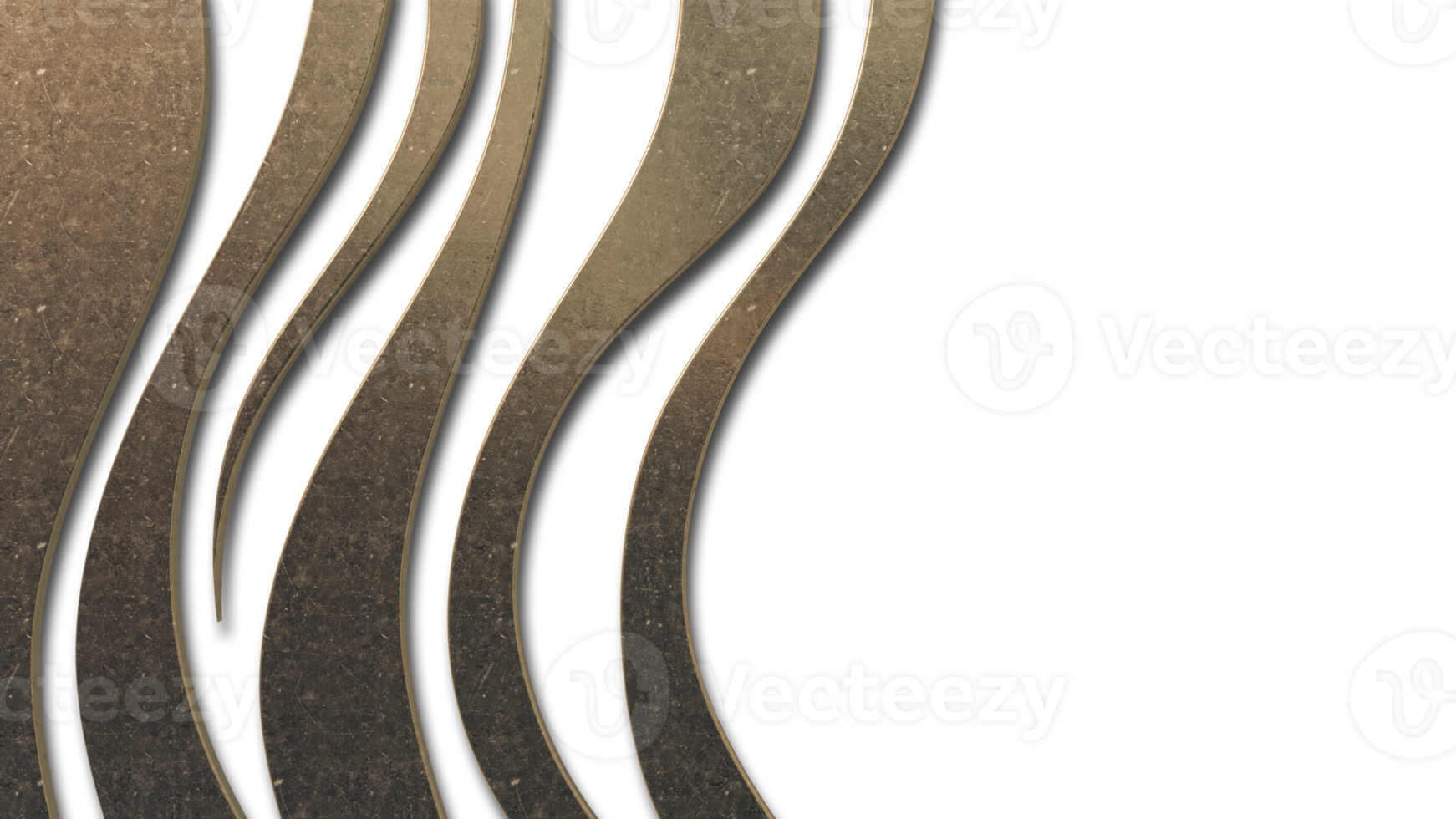 A 3d rendering image of many curved golden concrete wall. png