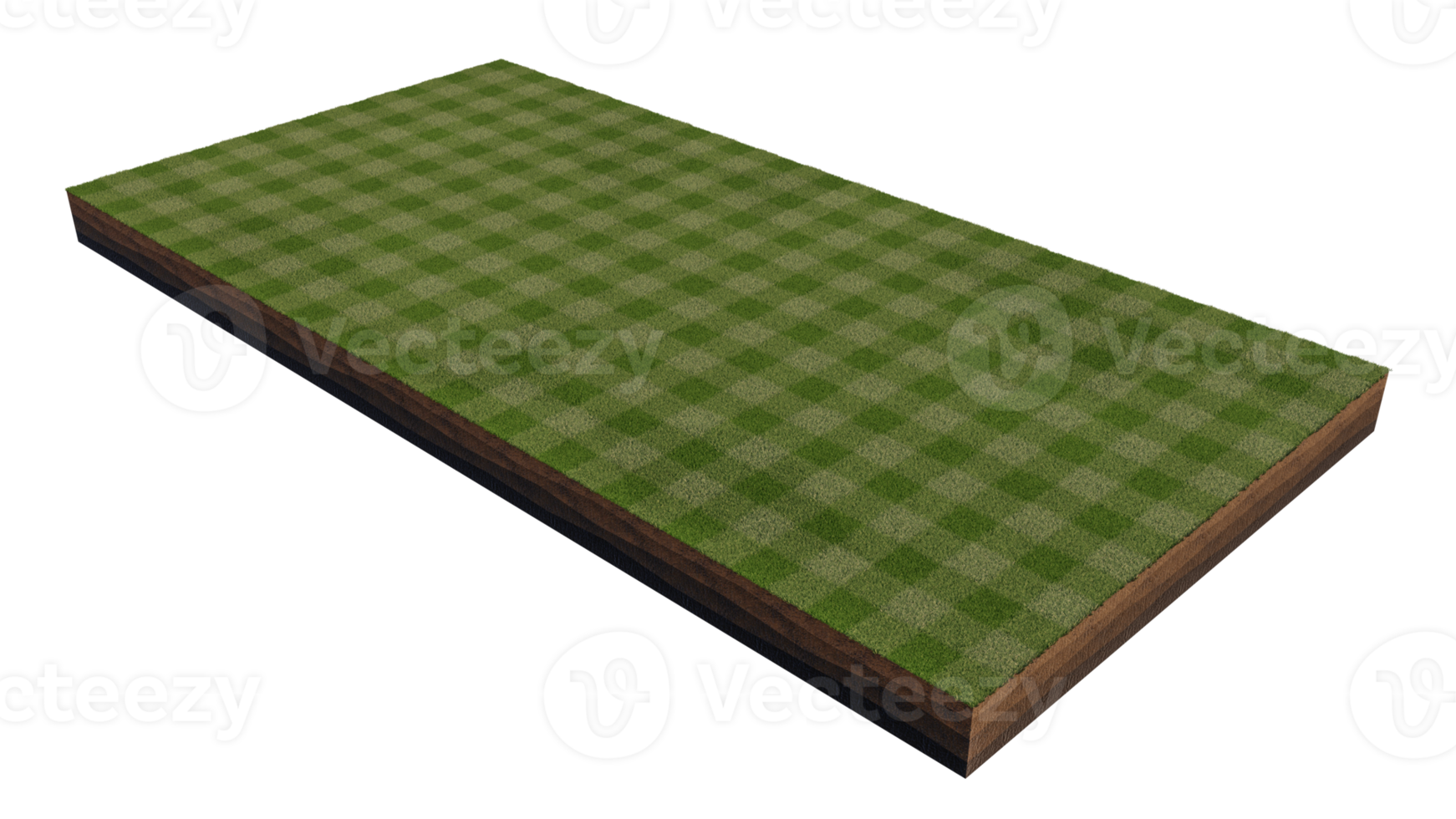3d rendering image of grass field island on transparent background png