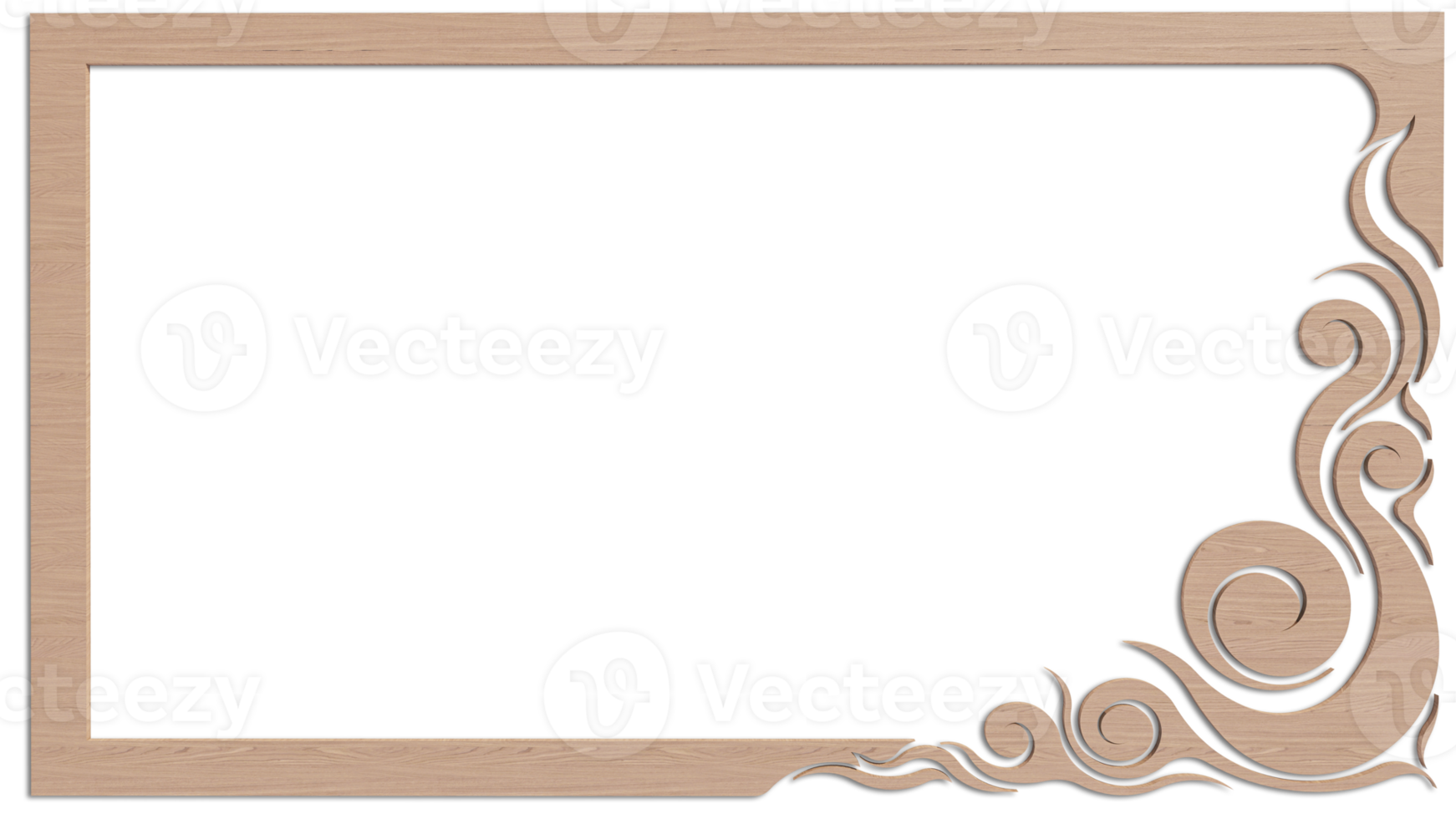 una imagen de representación 3d del marco de patrón tailandés sobre un fondo blanco png