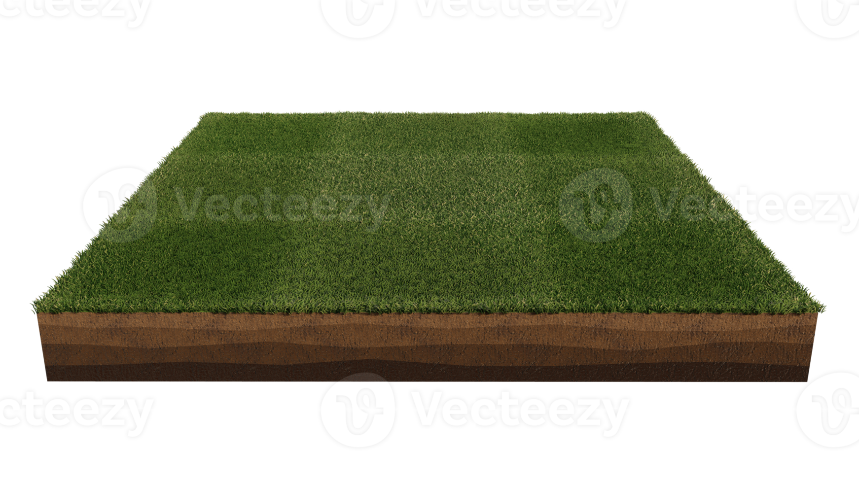 3d rendering image of grass field island on transparent background png