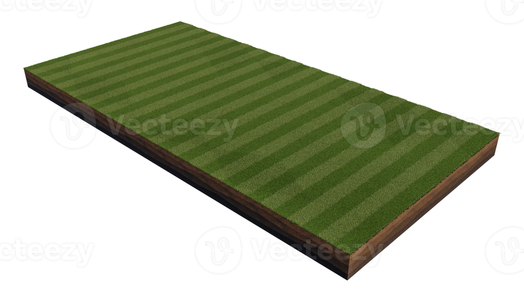 3d rendering image of grass field island on transparent background png