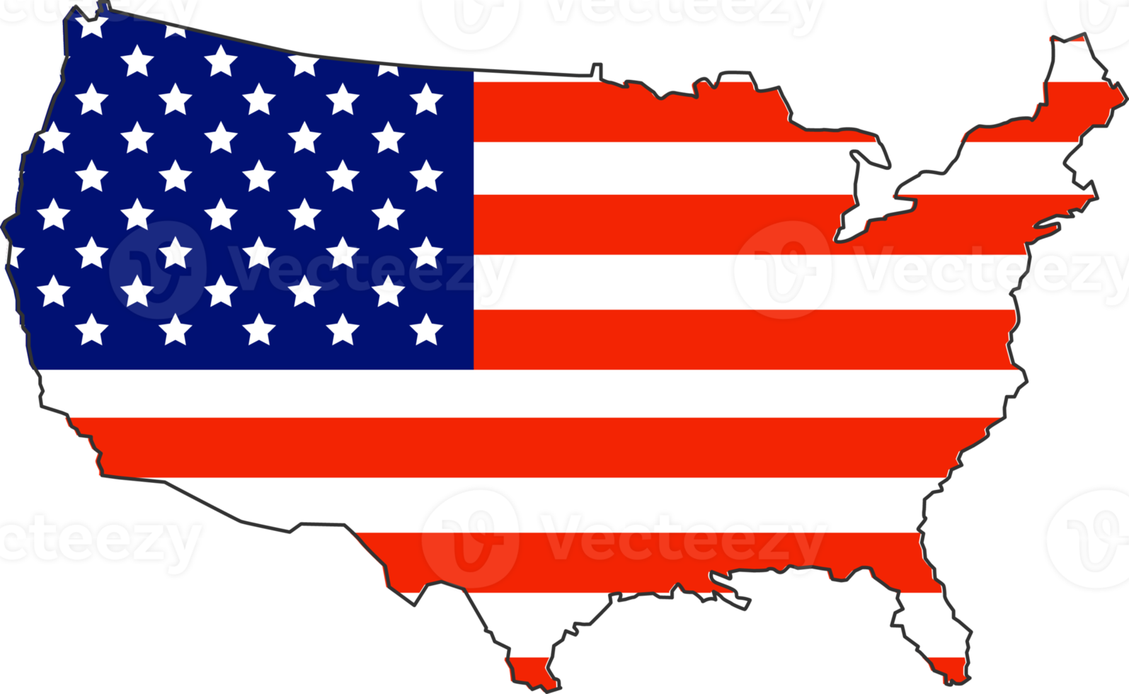 USA map city color of country flag. png