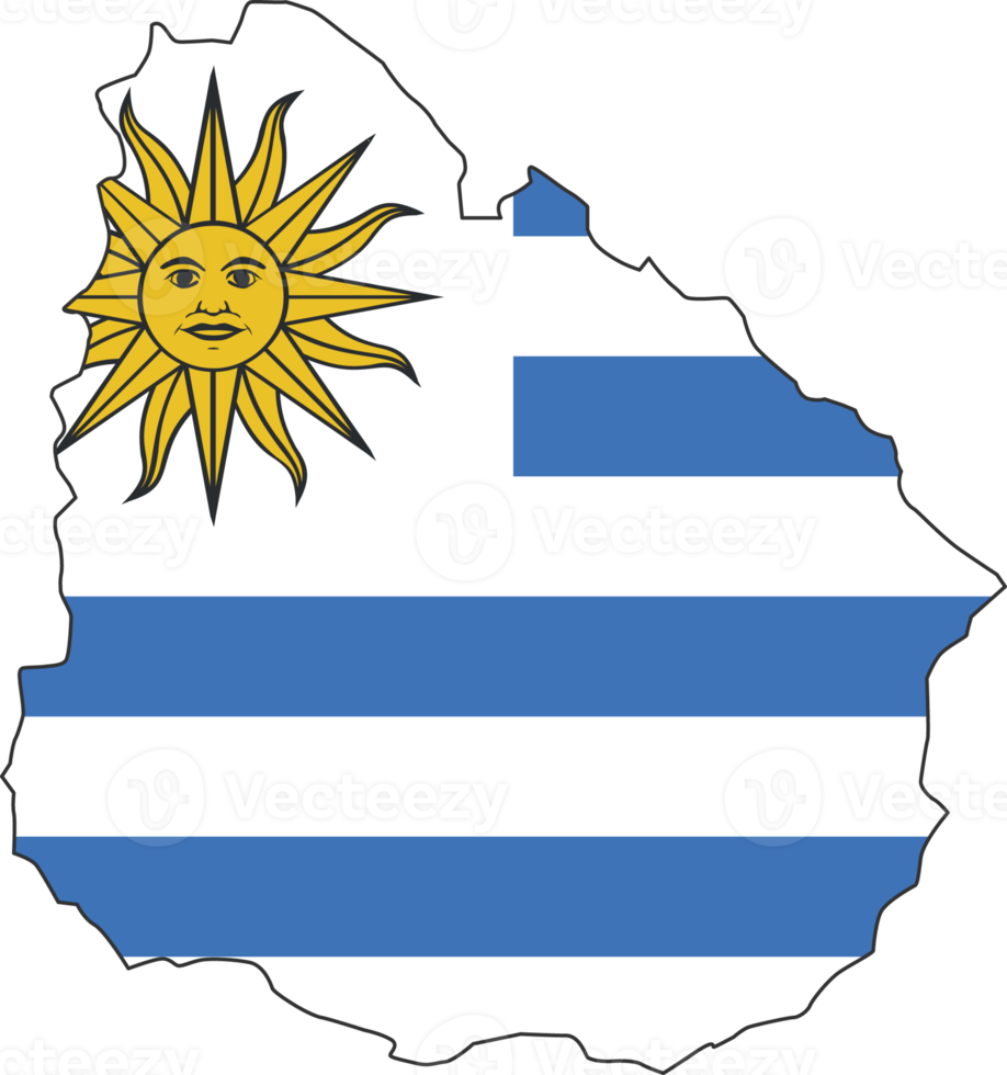 Uruguay map city color of country flag. png