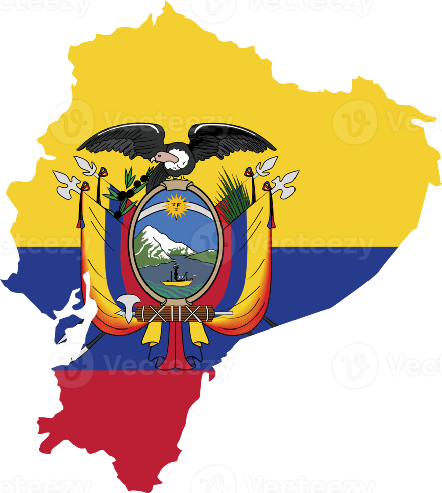 Ecuador map city color of country flag. png