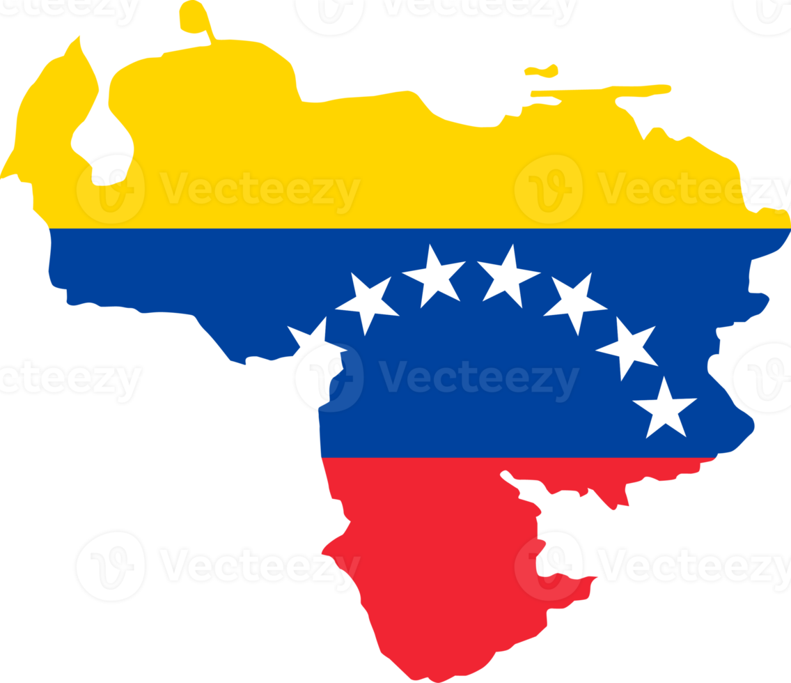 Venezuela map city color of country flag. png