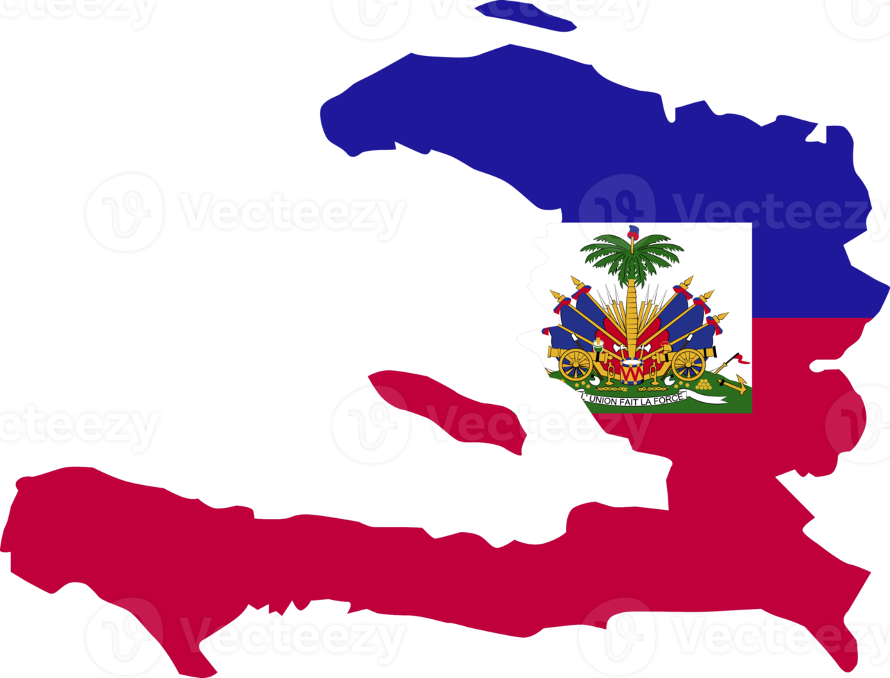 Haiti map city color of country flag. png