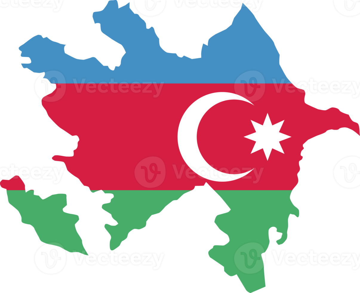 Azerbaijan map city color of country flag. png