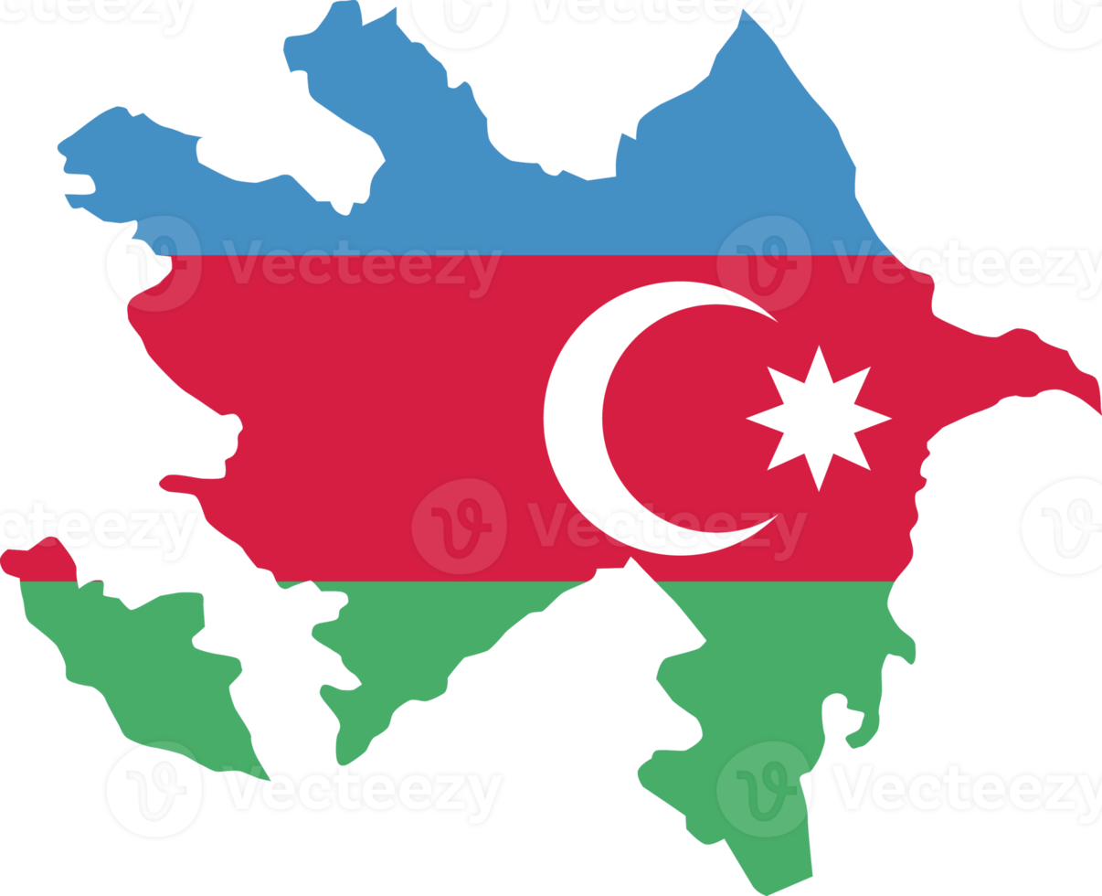 azerbaijan Karta stad Färg av Land flagga. png