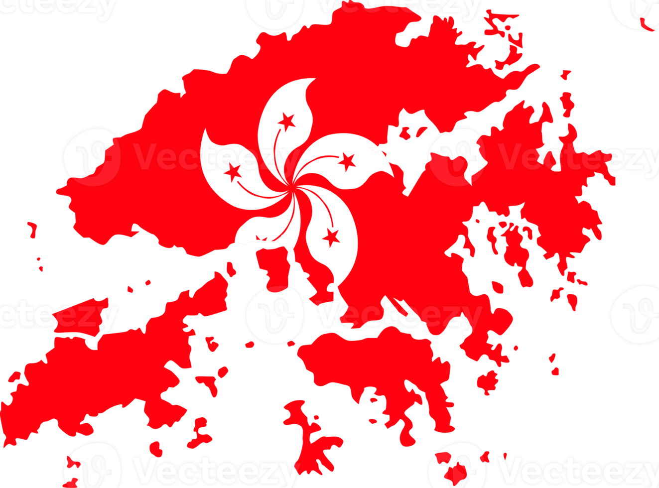 Hong Kong map city color of country flag. png