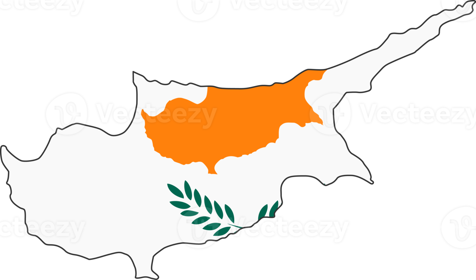 Cyprus map city color of country flag. png