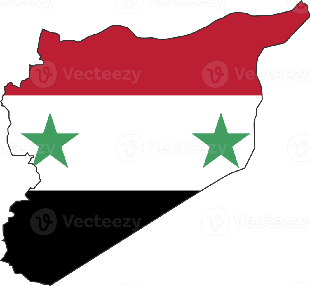 Syria map city color of country flag. png