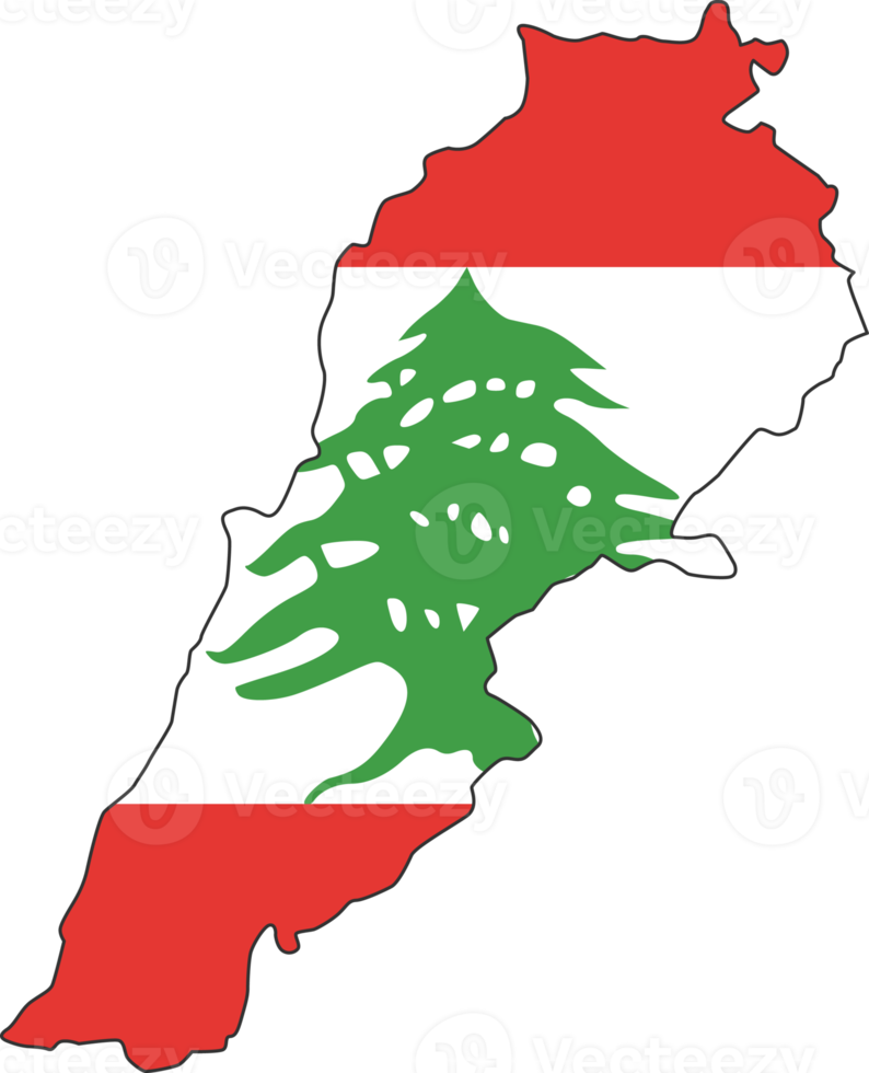 Lebanon map city color of country flag. png