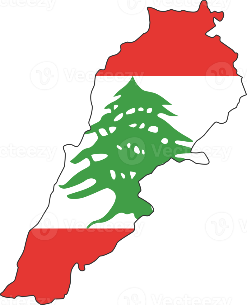 Lebanon map city color of country flag. 12177255 PNG
