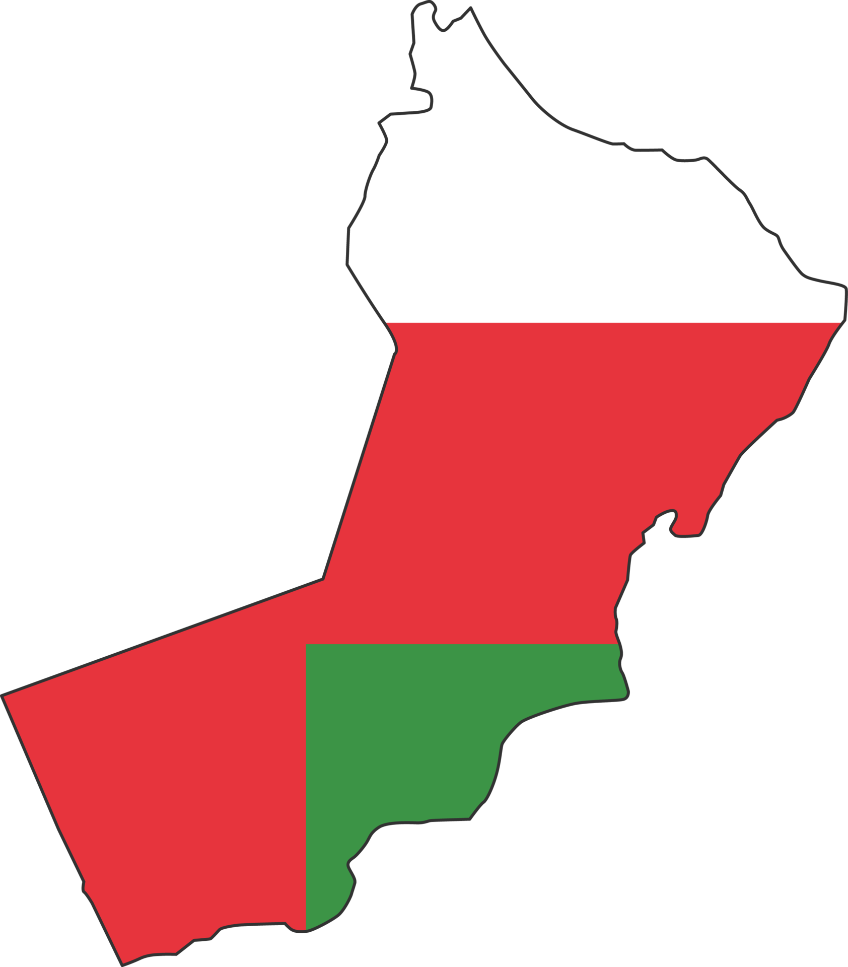 color de la ciudad del mapa de Omán de la bandera del país. 12177257 PNG