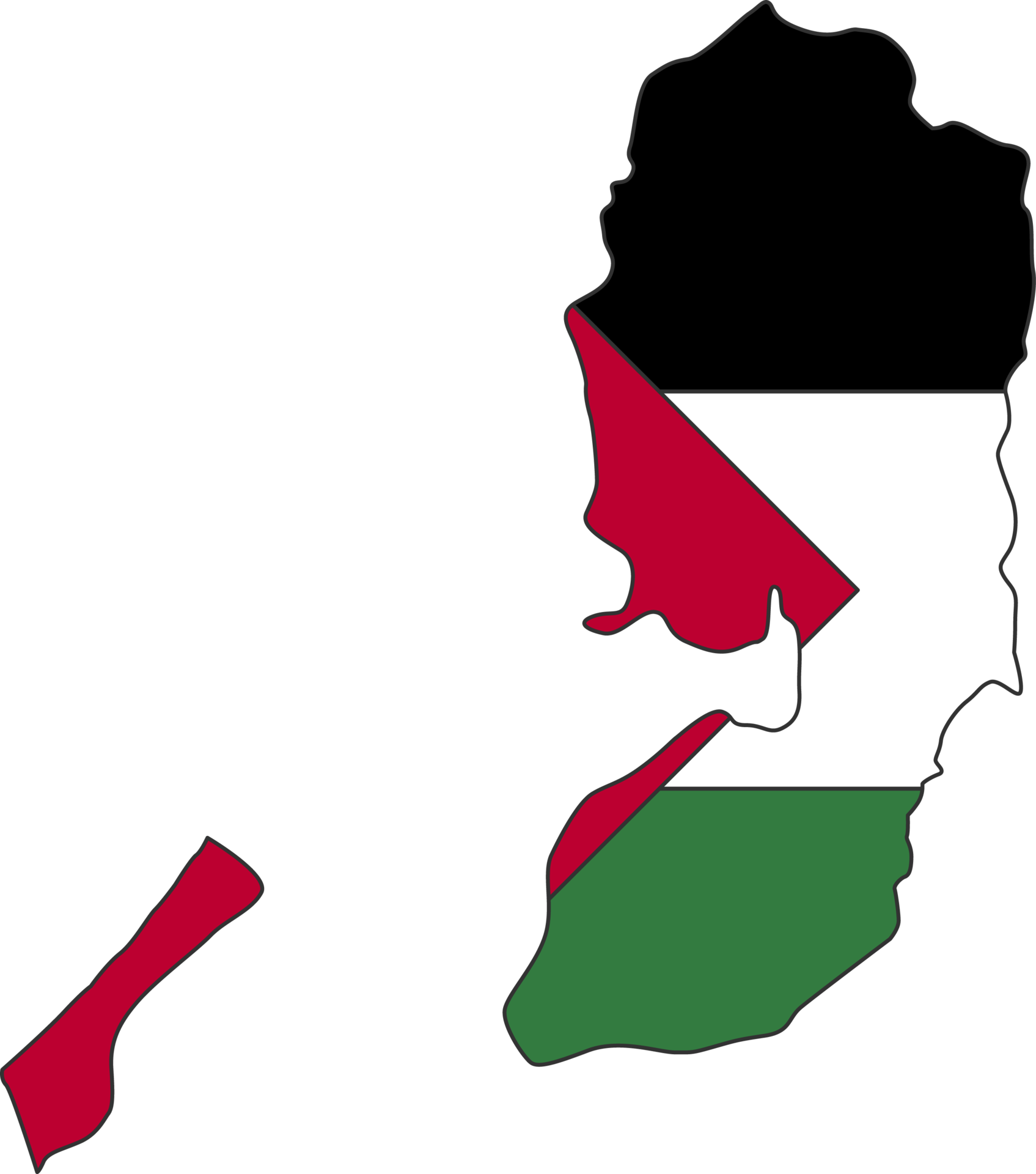 State of Palestine map city color of country flag. 12177259 PNG
