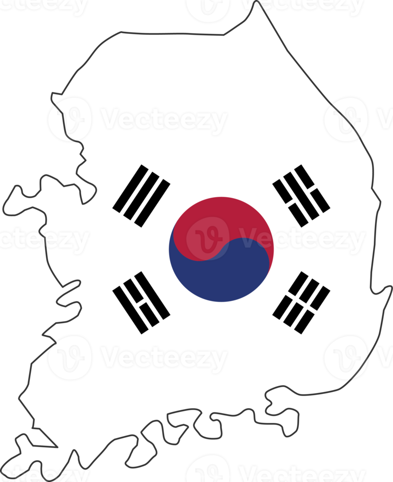 söder korea Karta stad Färg av Land flagga. png