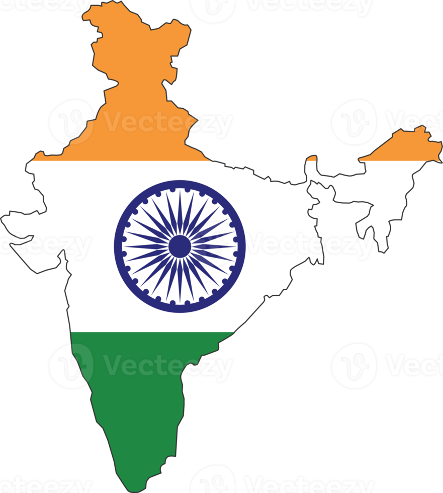 India carta geografica città colore di nazione bandiera. png