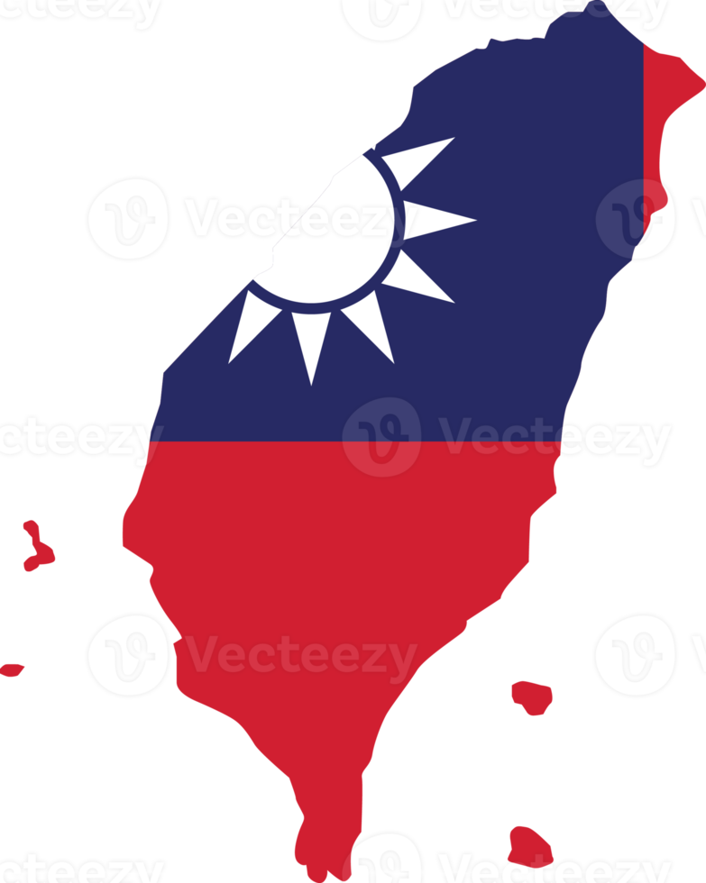 Taiwan map city color of country flag. png