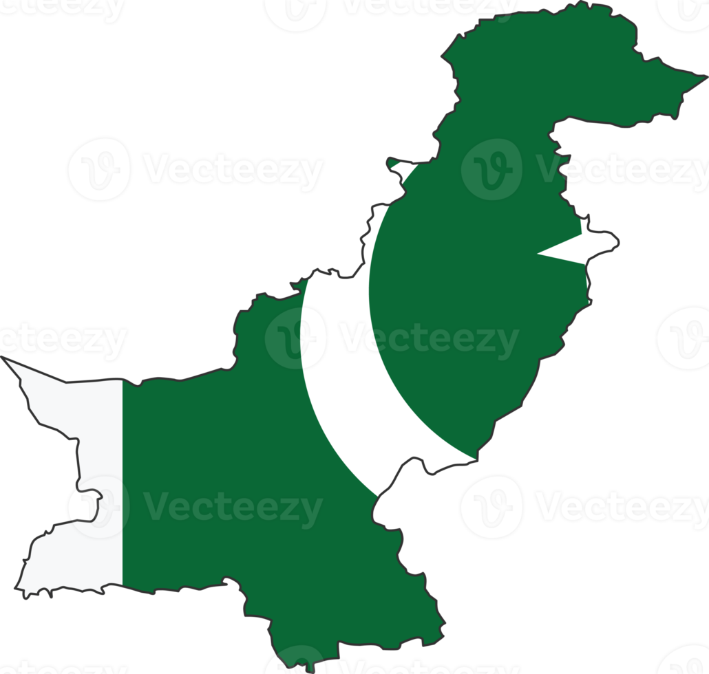 Pakistan map city color of country flag. png