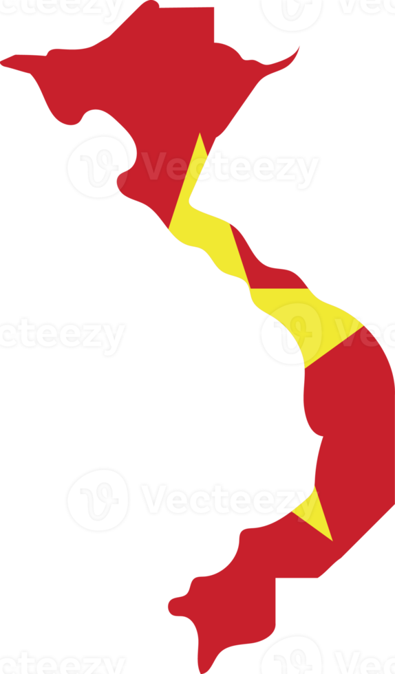 Vietnam map city color of country flag. png
