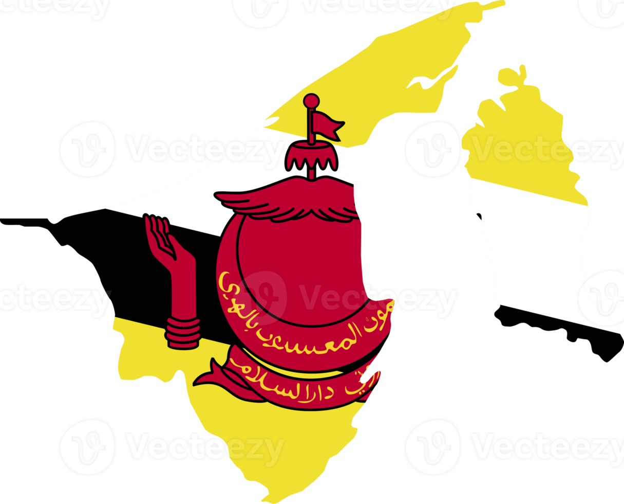 Brunei map city color of country flag. png