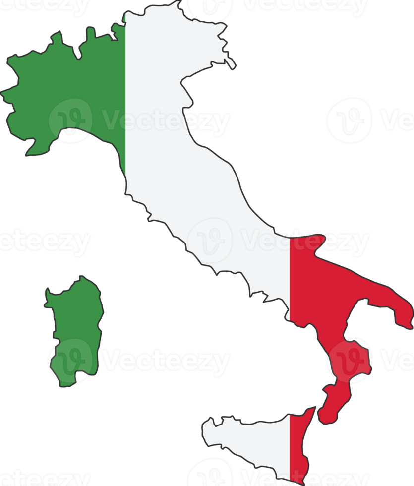 Italy map city color of country flag. png
