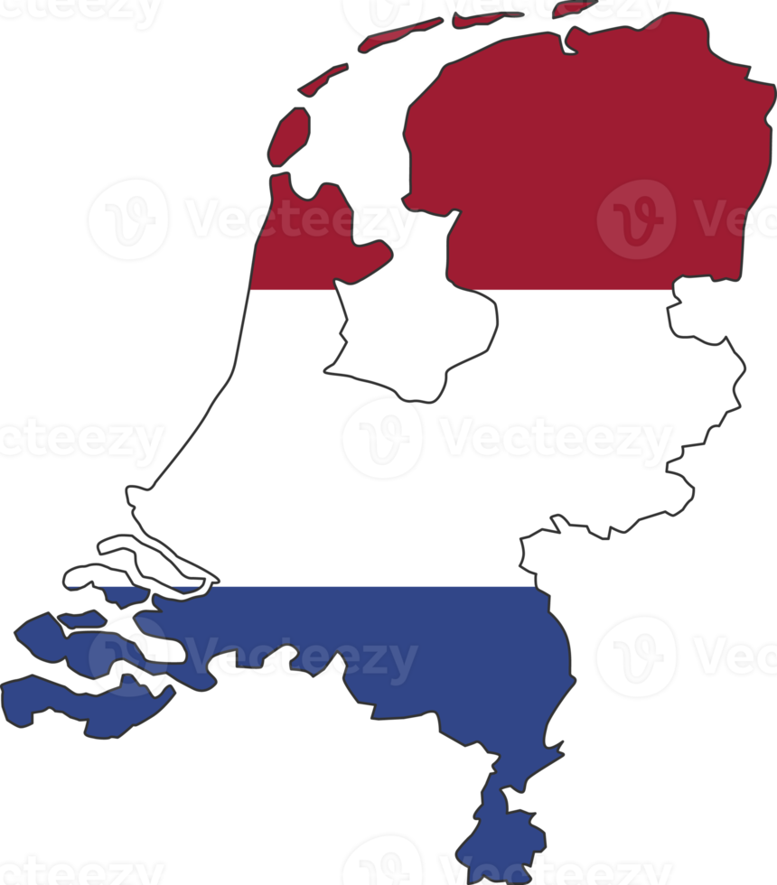 Netherlands map city color of country flag. png