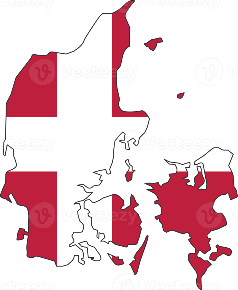 Denmark map city color of country flag. png