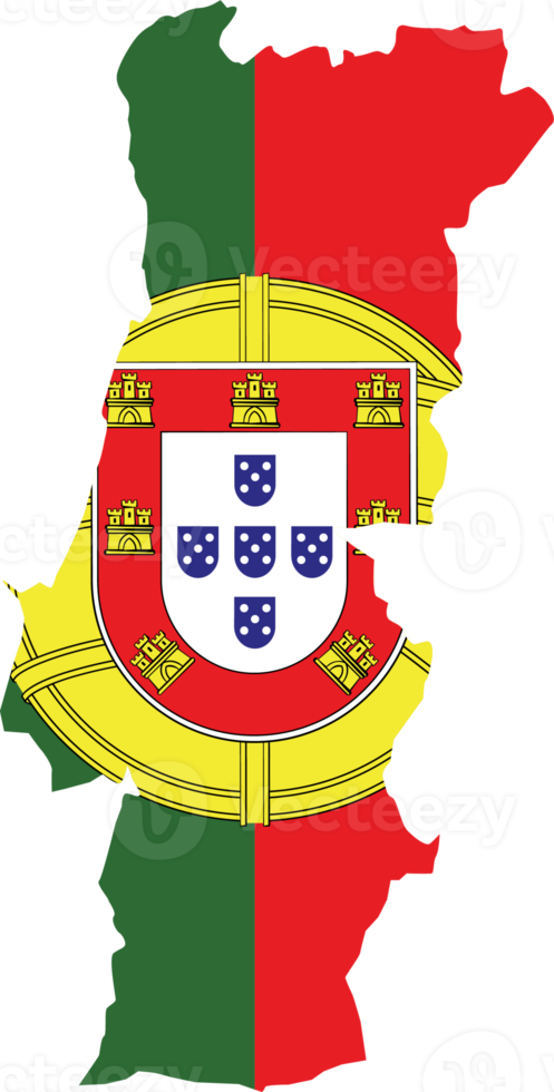 Portugal map city color of country flag. png