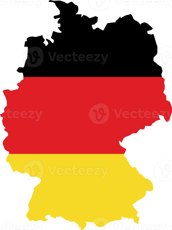 Germany map city color of country flag. png