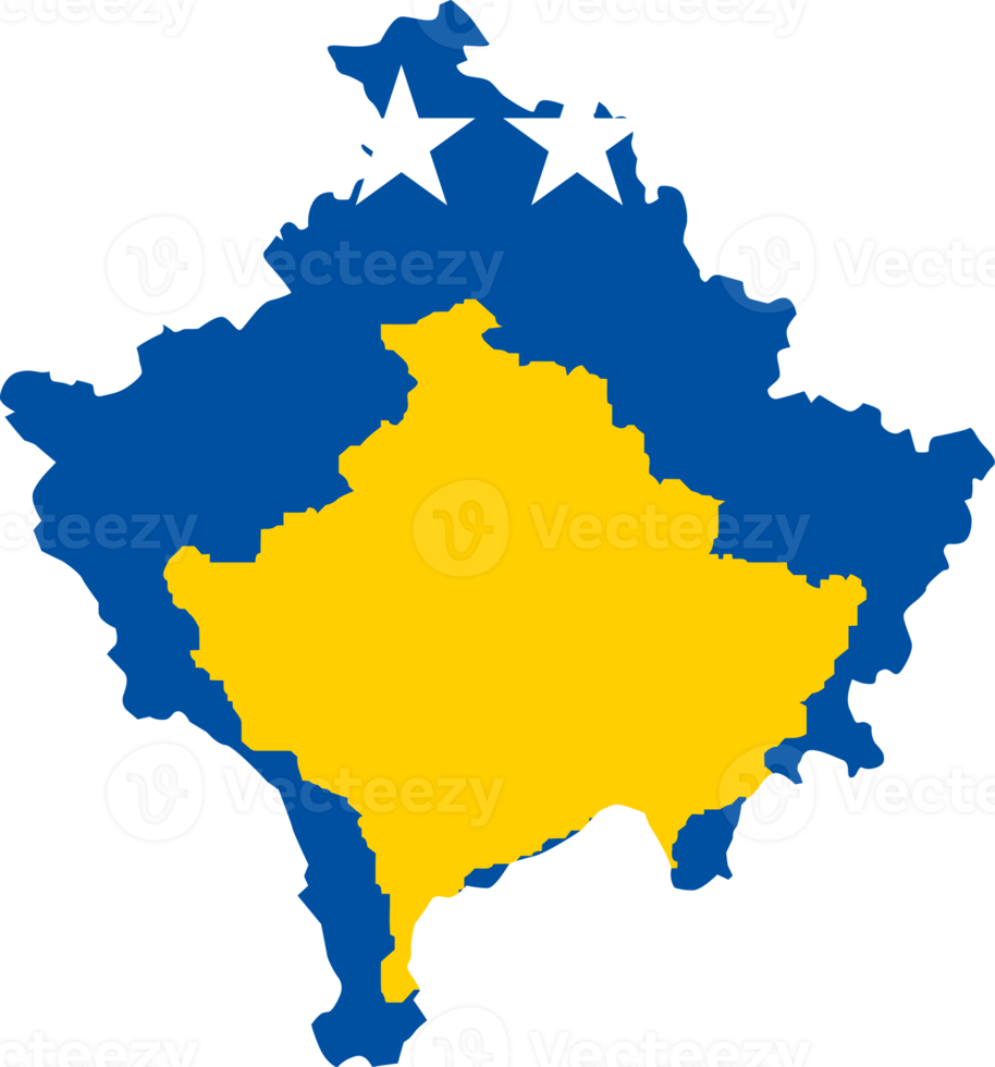 Kosovo map city color of country flag. png