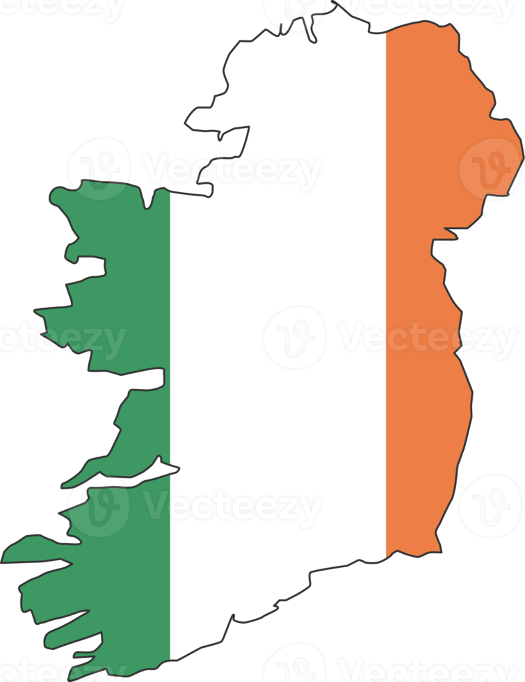 Ireland map city color of country flag. png