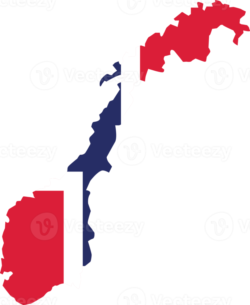 Norway map city color of country flag. png