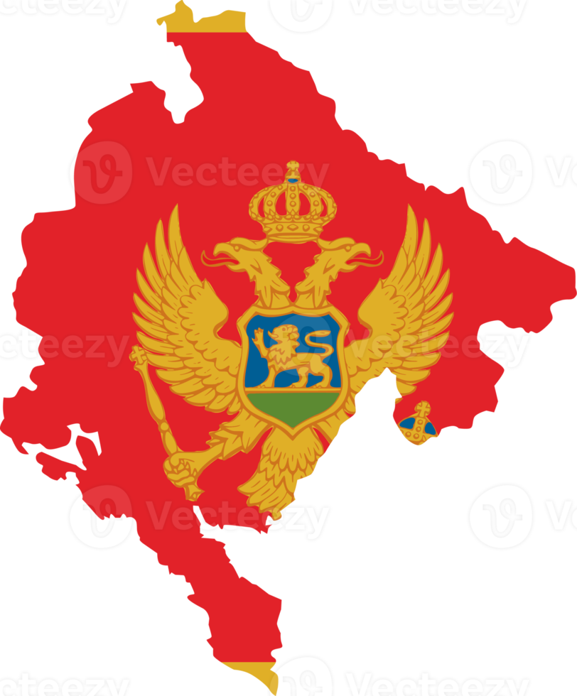 Montenegro map city color of country flag. png