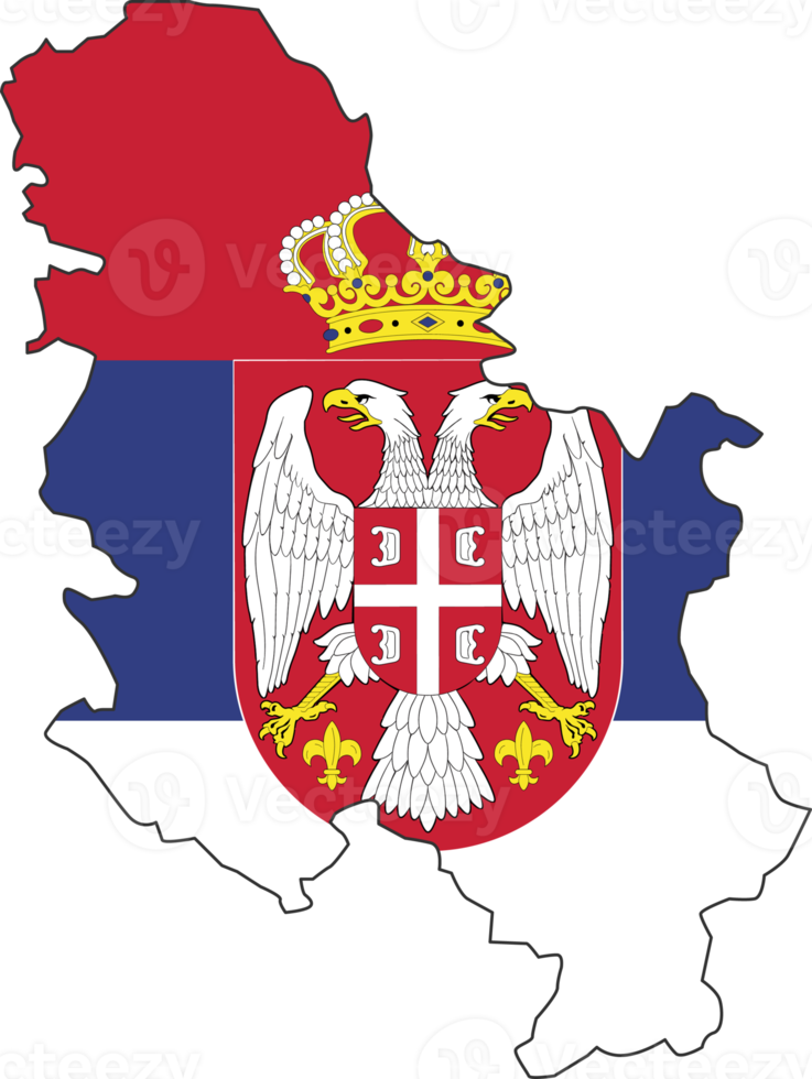 Serbia map city color of country flag. png