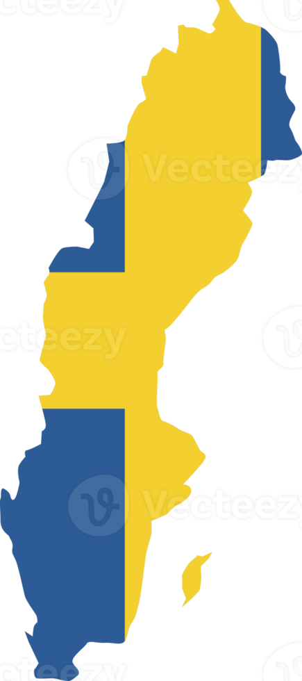 Sweden map city color of country flag. png