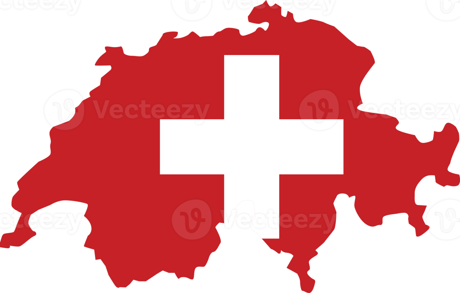 Switzerland map city color of country flag. png