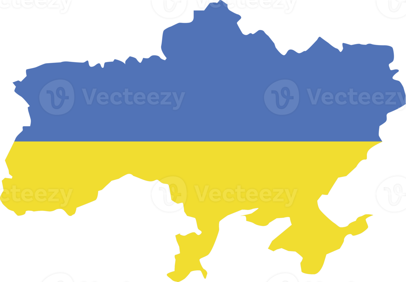 Ukraine map city color of country flag. png