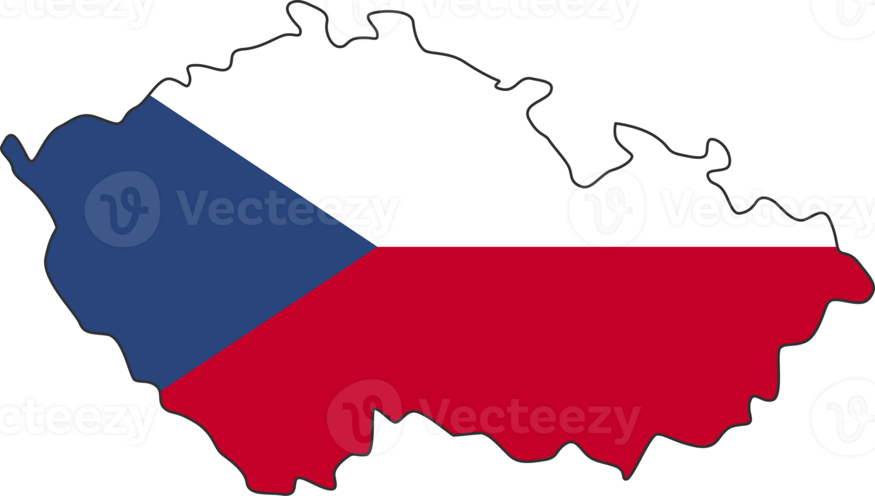 Czech map city color of country flag. png