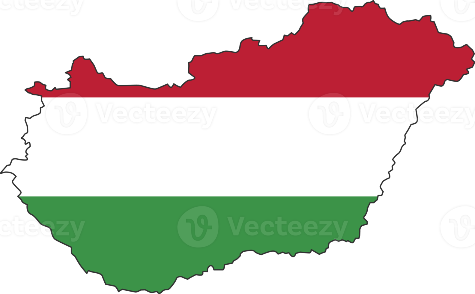 Hungary map city color of country flag. png