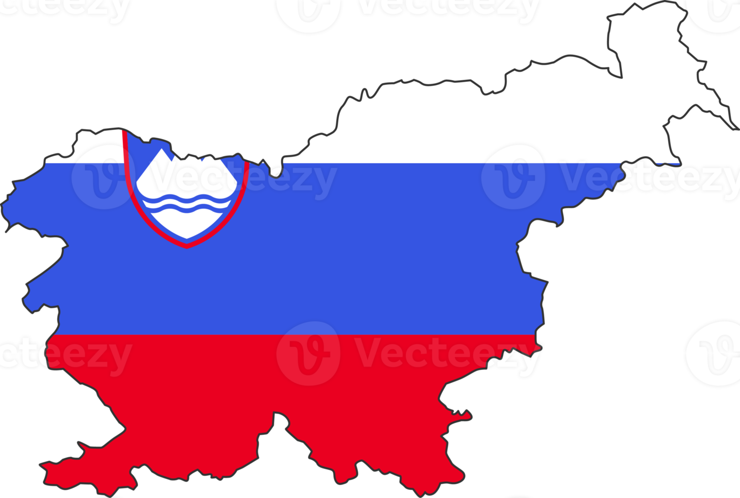 Slovenia map city color of country flag. png