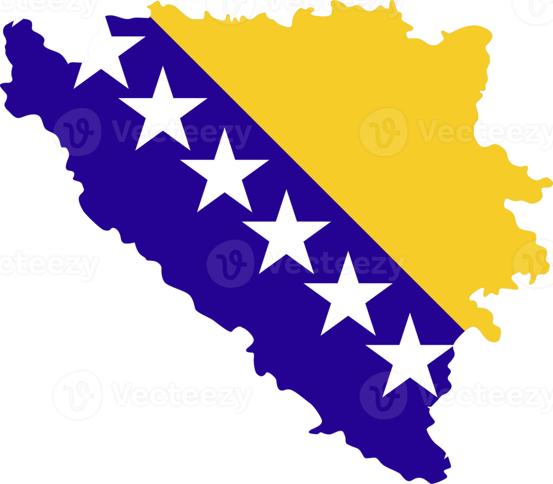 Bosnië en herzegovina kaart stad kleur van land vlag. png