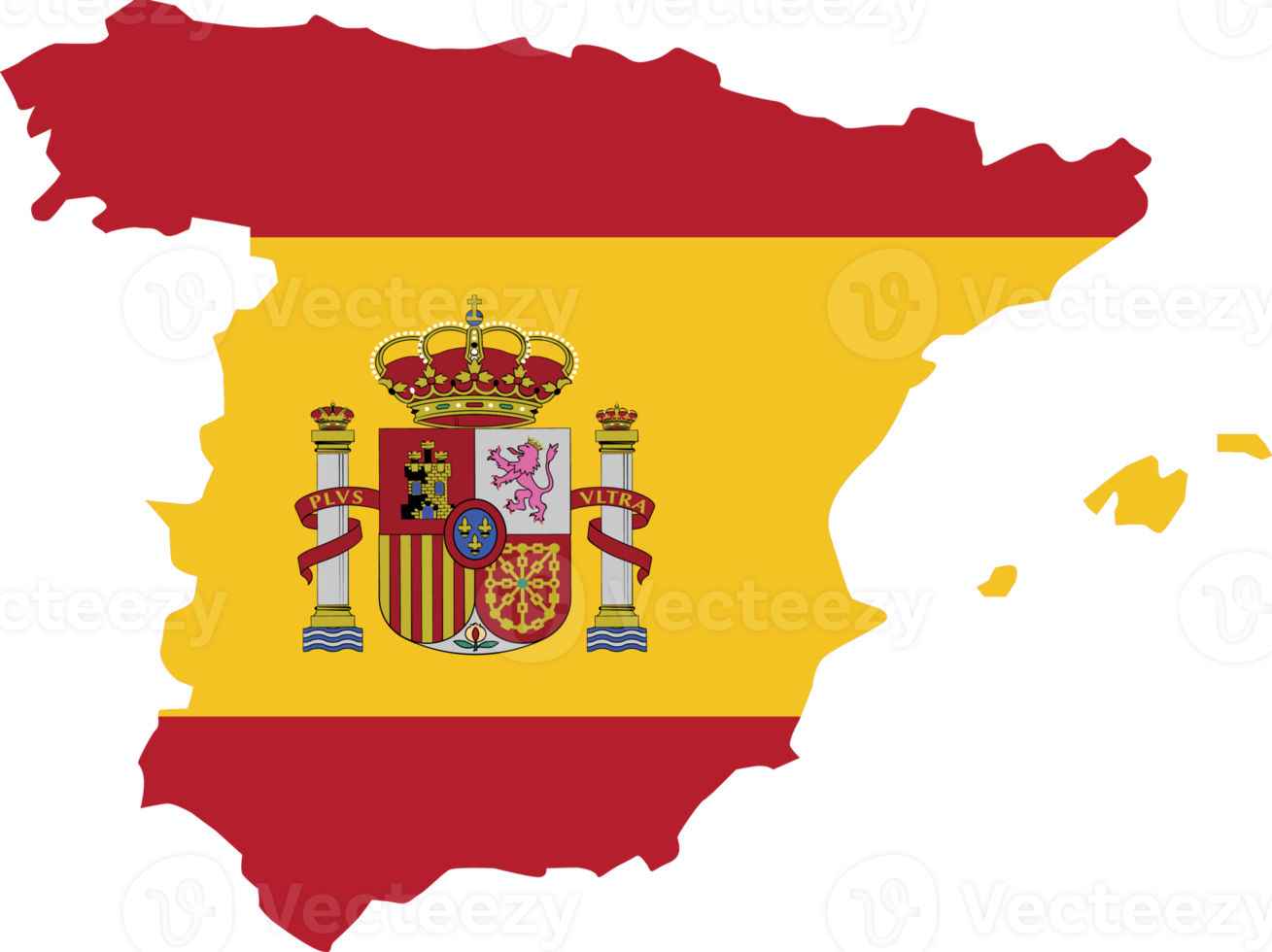 Spain map city color of country flag. png