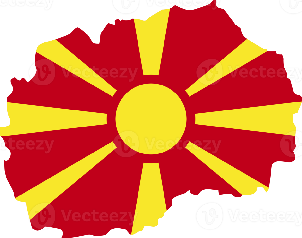 North Macedonia map city color of country flag. png