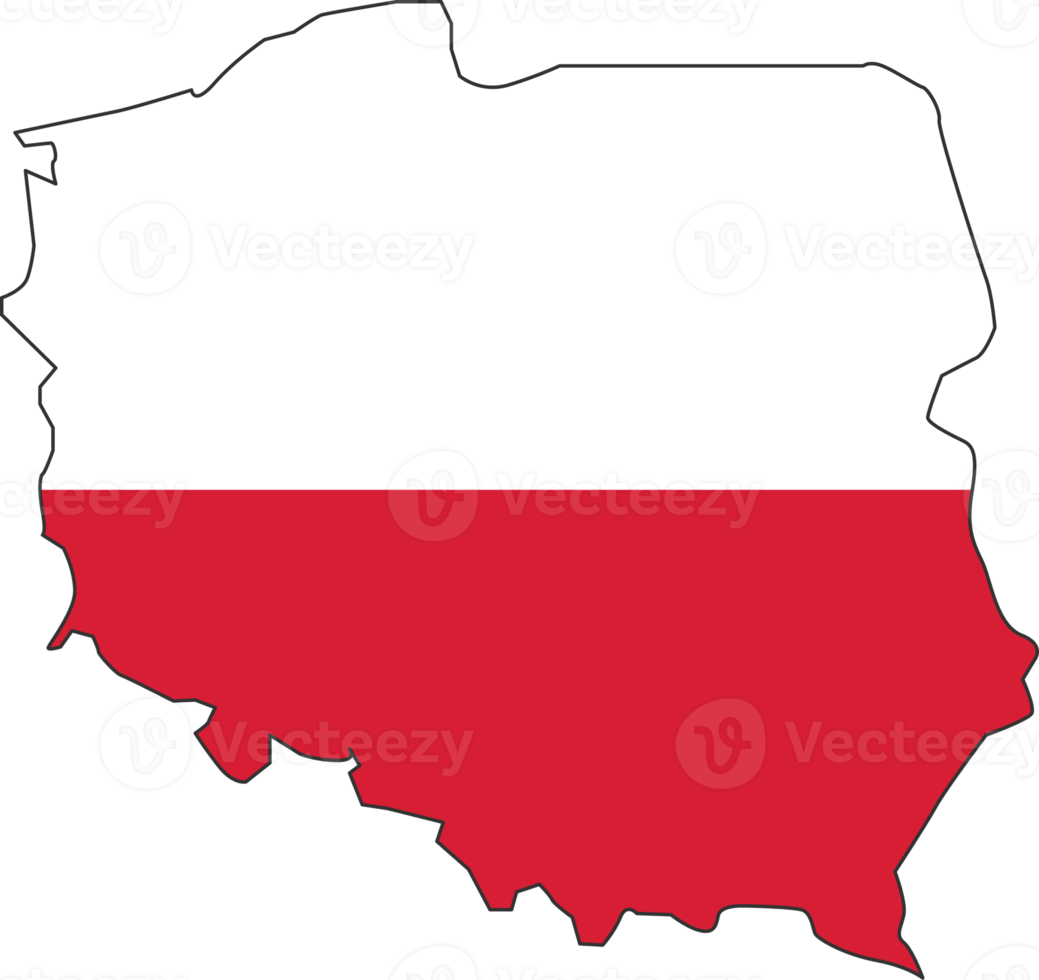 Poland map city color of country flag. png