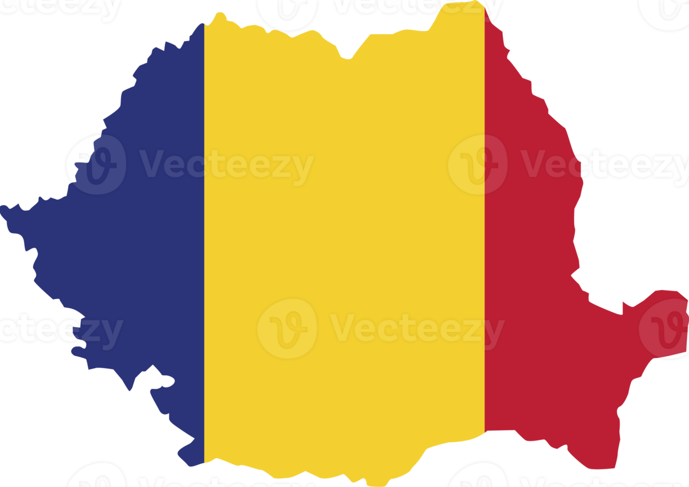 Romania map city color of country flag. png