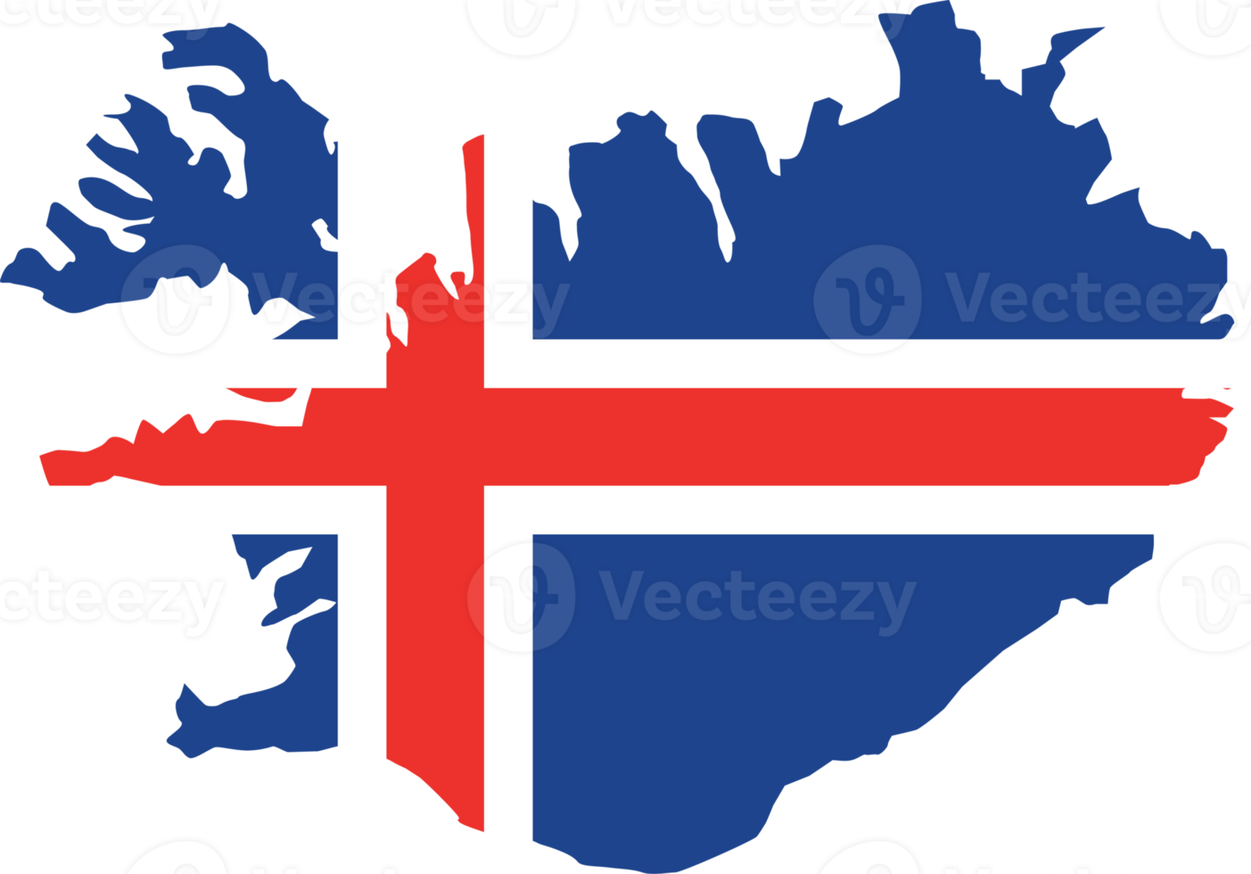 islande carte ville couleur du drapeau du pays. png