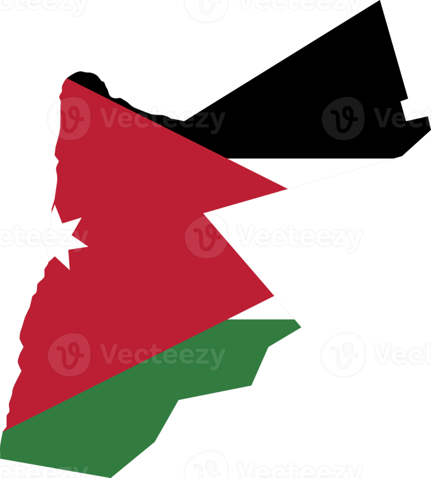 Jordan map city color of country flag. png