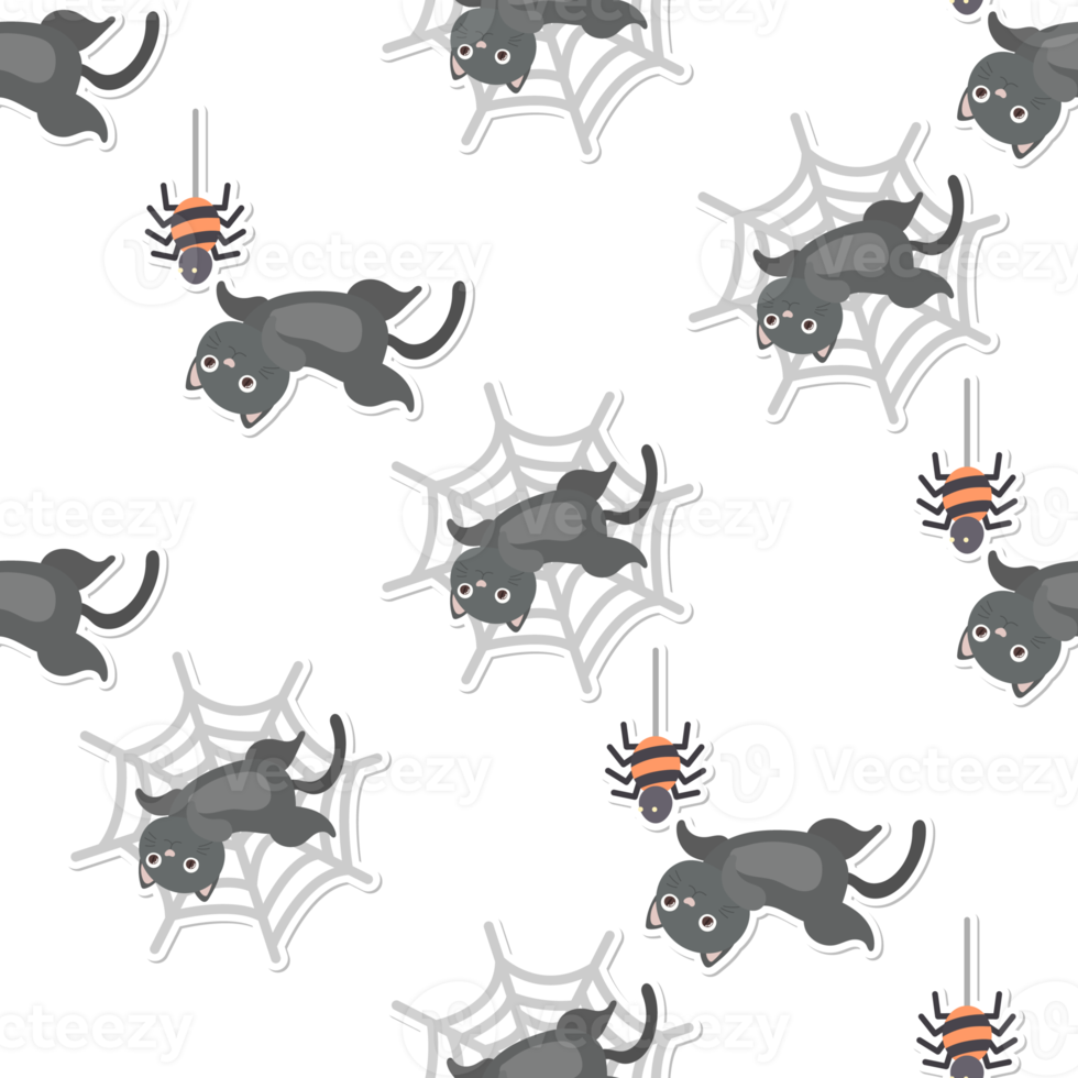 cat in halloween seamless pattern png