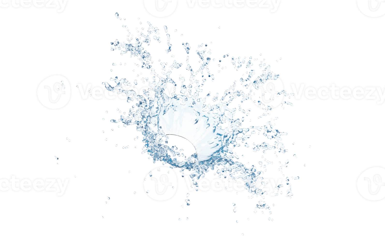 3d klar blå vatten spridd runt om, vatten stänk transparent,. 3d framställa illustration png